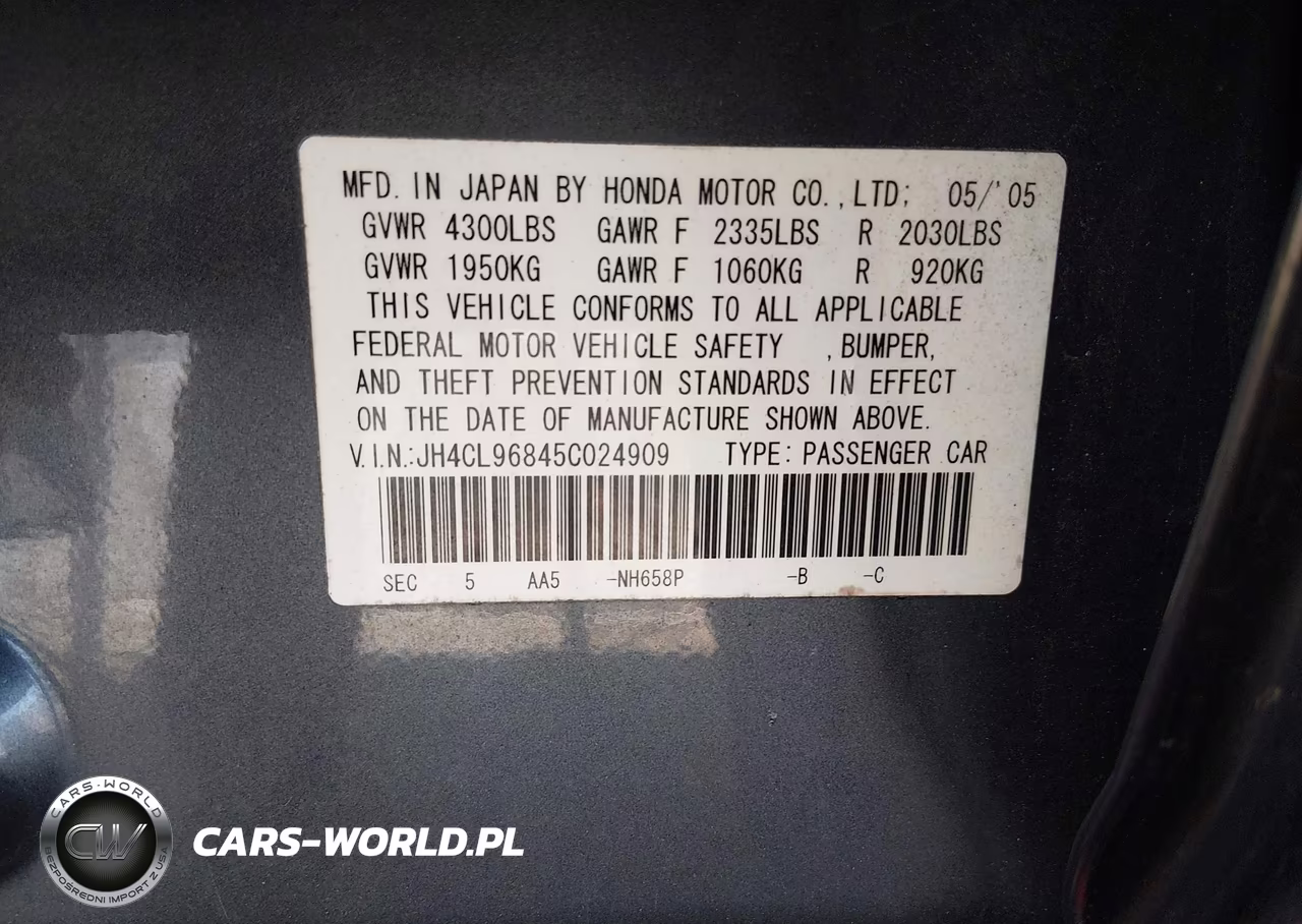 2005 Acura Tsx VIN:JH4CL96845C024909 - 9