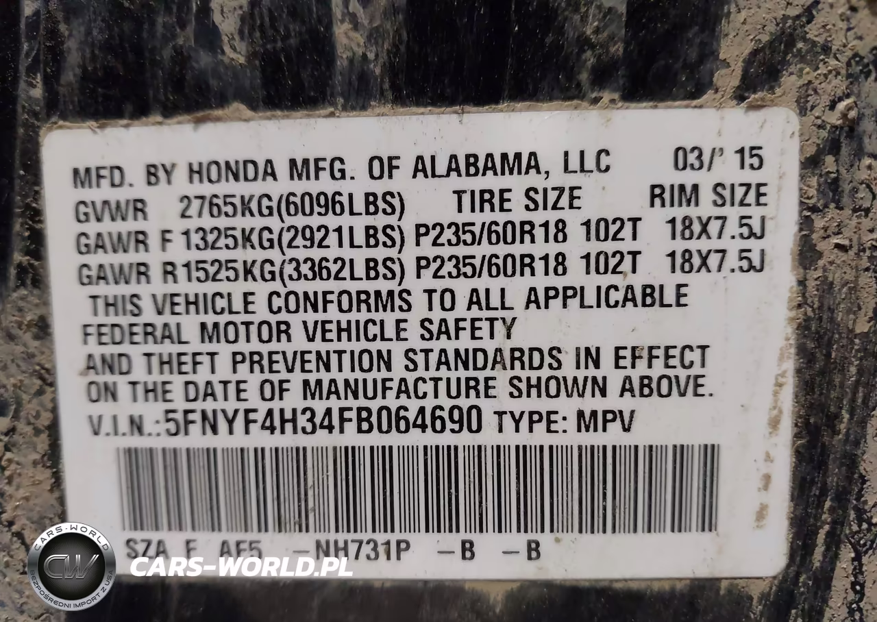 2015 Honda Pilot Se VIN:5FNYF4H34FB064690 - 9