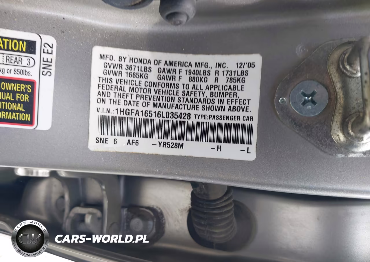 2006 Honda Civic Lx VIN:1HGFA16516L035428 - 9