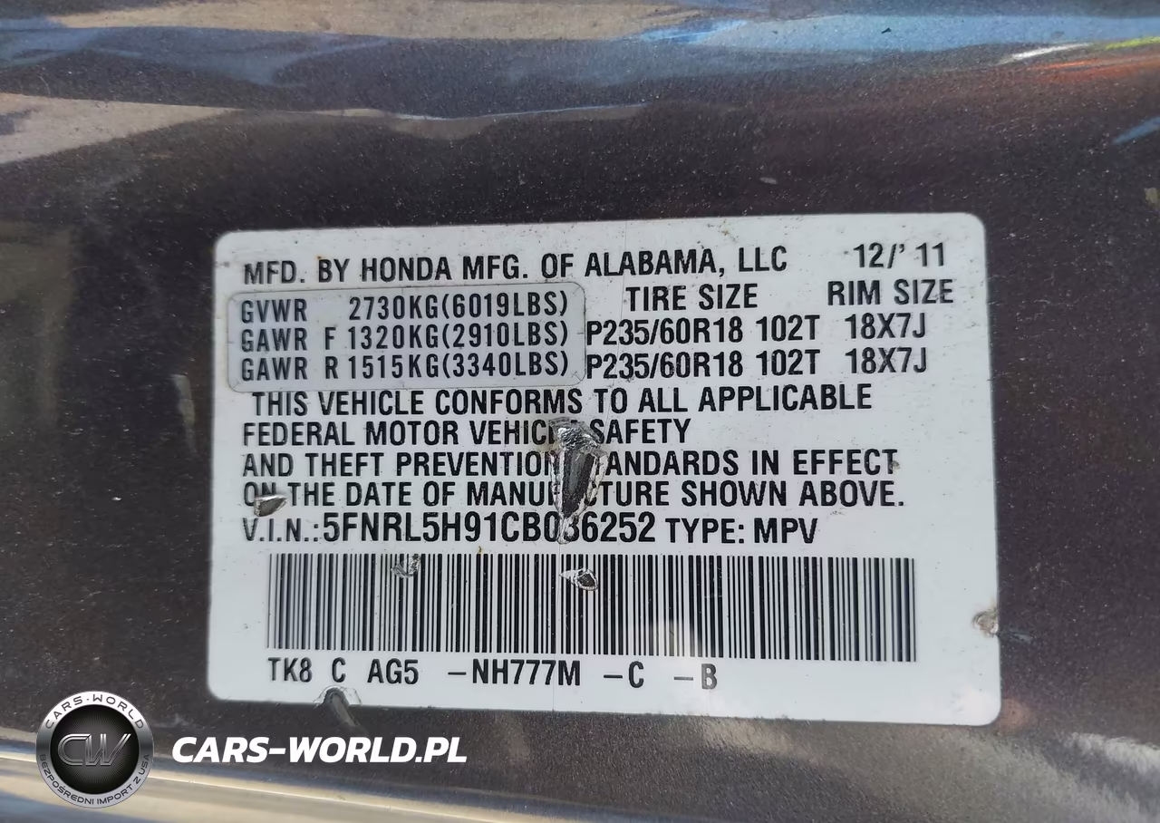 2012 Honda Odyssey Touring-Touring Elite VIN:5FNRL5H91CB036252 - 9