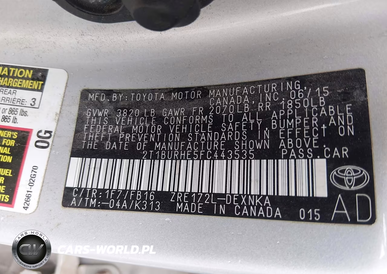 2015 Toyota Corolla Le VIN:2T1BURHE5FC443535 - 9