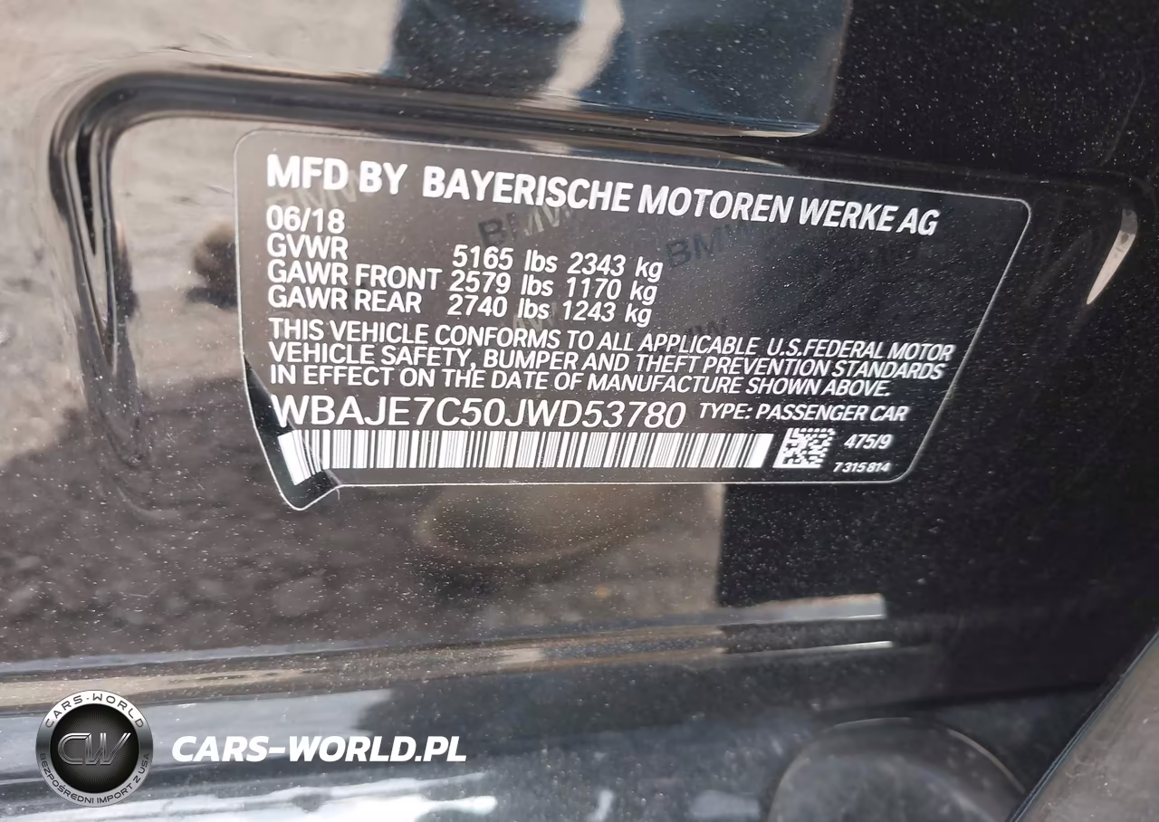 2018 BMW 540I xDrive VIN:WBAJE7C50JWD53780 - 9