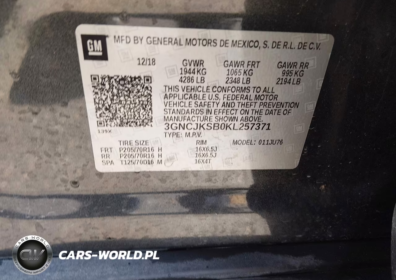 2019 Chevrolet Trax Ls VIN:3GNCJKSB0KL257371 - 9