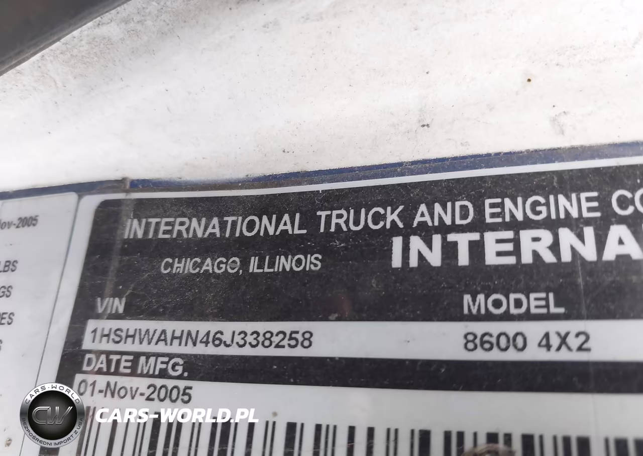 2006 International 8000 8600 VIN:1HSHWAHN46J338258 - 8