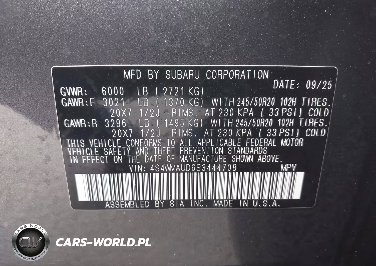 2025 Subaru Ascent Touring 7-Passenger VIN:4S4WMAUD6S3444708 - 9