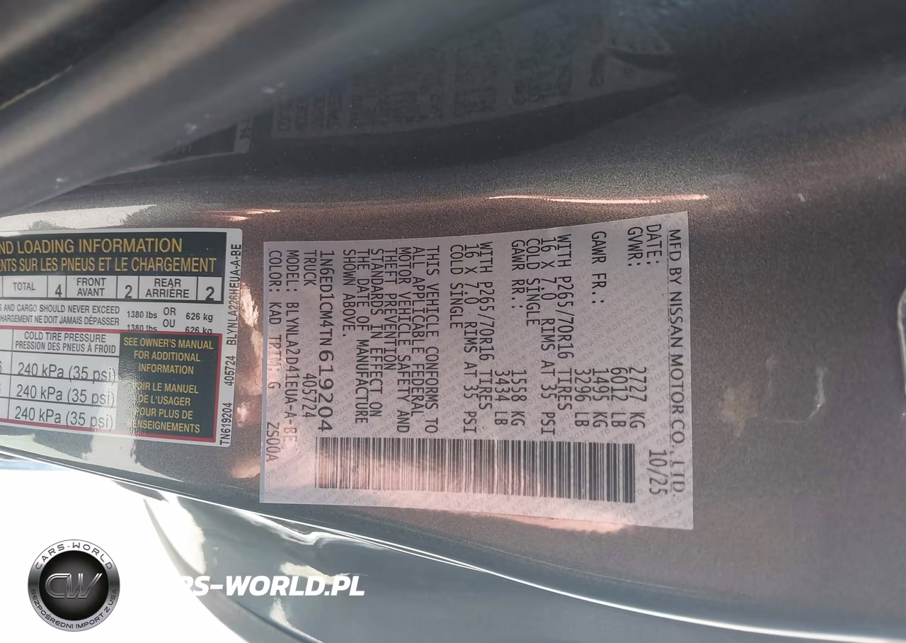 2026 Nissan Frontier King Cab S 4X4 VIN:1N6ED1CM4TN619204 - 9