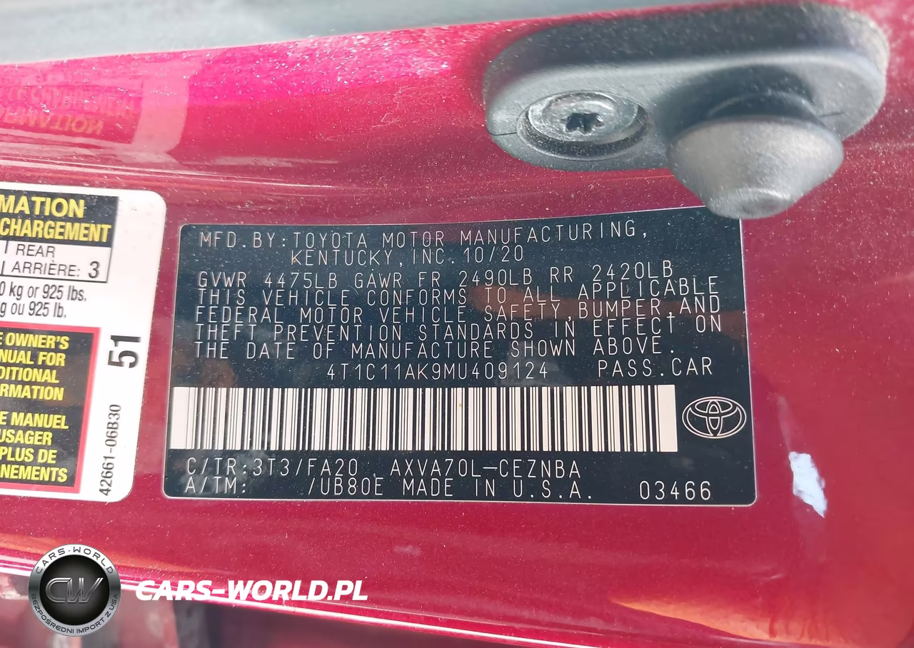2021 Toyota Camry Le VIN:4T1C11AK9MU409124 - 9