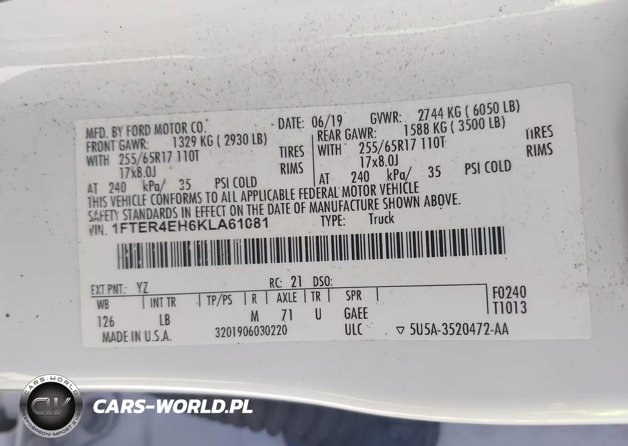 2019 Ford Ranger Xlt VIN:1FTER4EH6KLA61081 - 9
