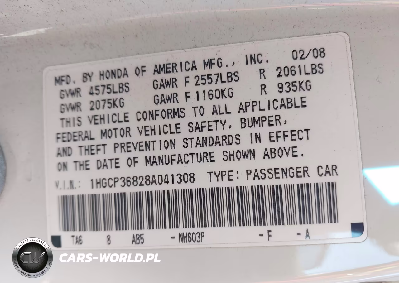 2008 Honda Accord 3.5 Ex-L VIN:1HGCP36828A041308 - 9