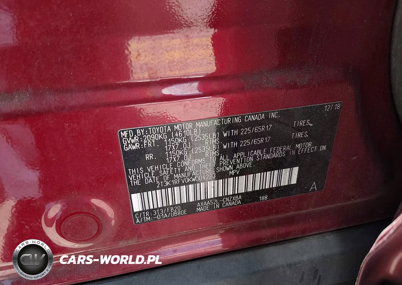 2019 Toyota Rav4 Le VIN:2T3K1RFV0KW004223 - 9