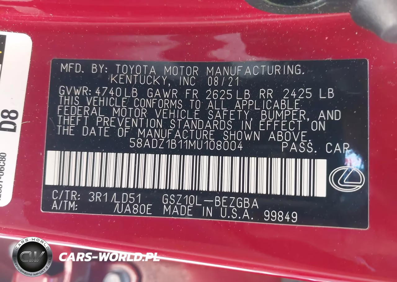 2021 Lexus Es 350 VIN:58ADZ1B11MU108004 - 9
