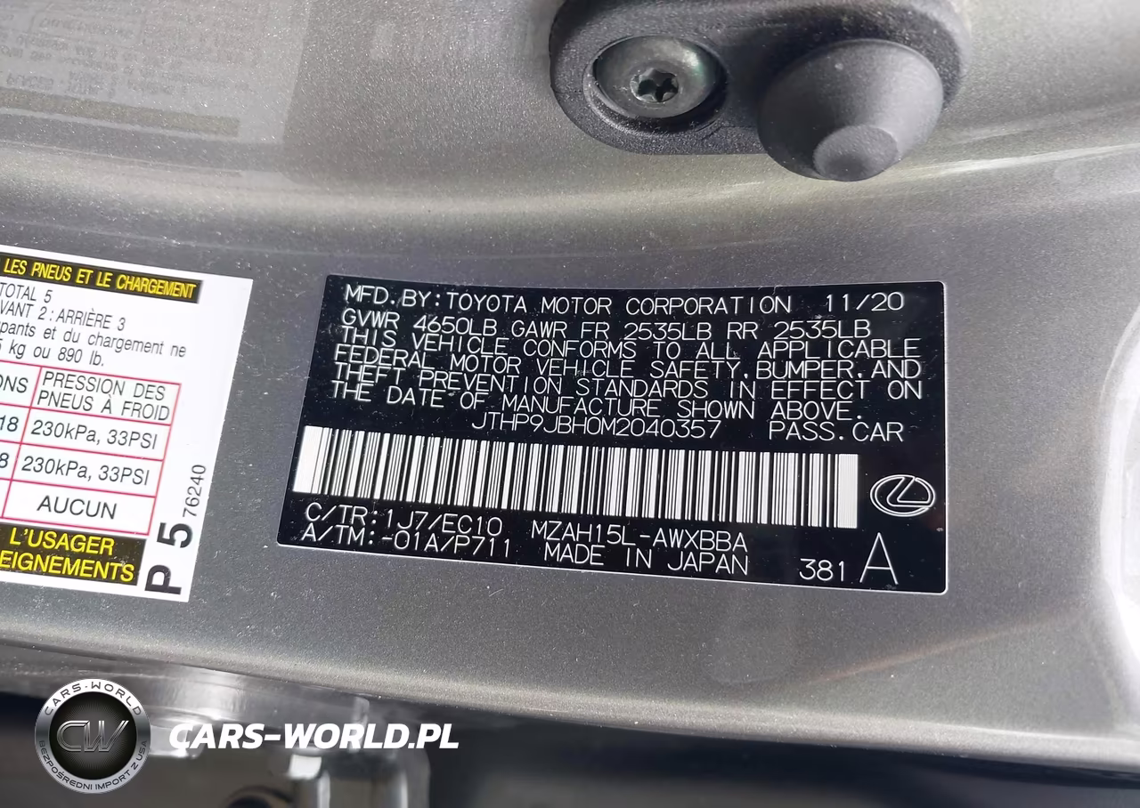 2021 Lexus Ux 250H VIN:JTHP9JBH0M2040357 - 9