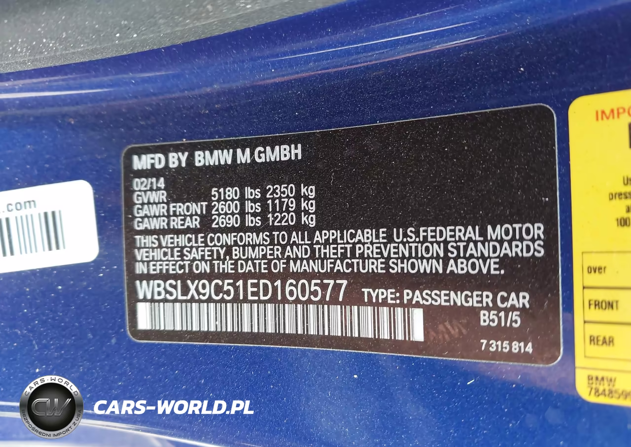 2014 BMW M6 VIN:WBSLX9C51ED160577 - 9