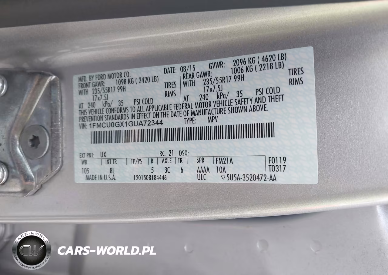 2016 Ford Escape Se VIN:1FMCU0GX1GUA72344 - 9