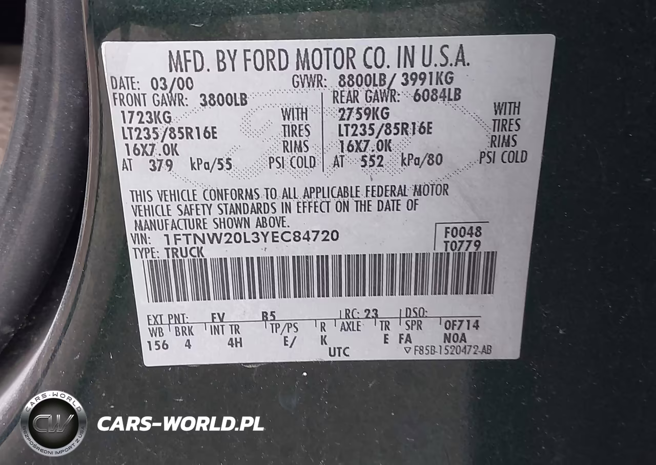 2000 Ford F-250 Lariat-Xl-Xlt VIN:1FTNW20L3YEC84720 - 9