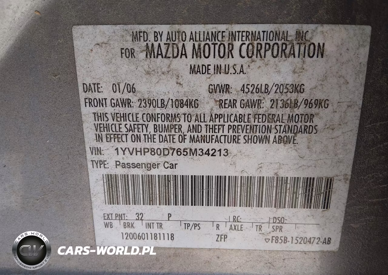 2006 Mazda Mazda6 S VIN:1YVHP80D765M34213 - 9