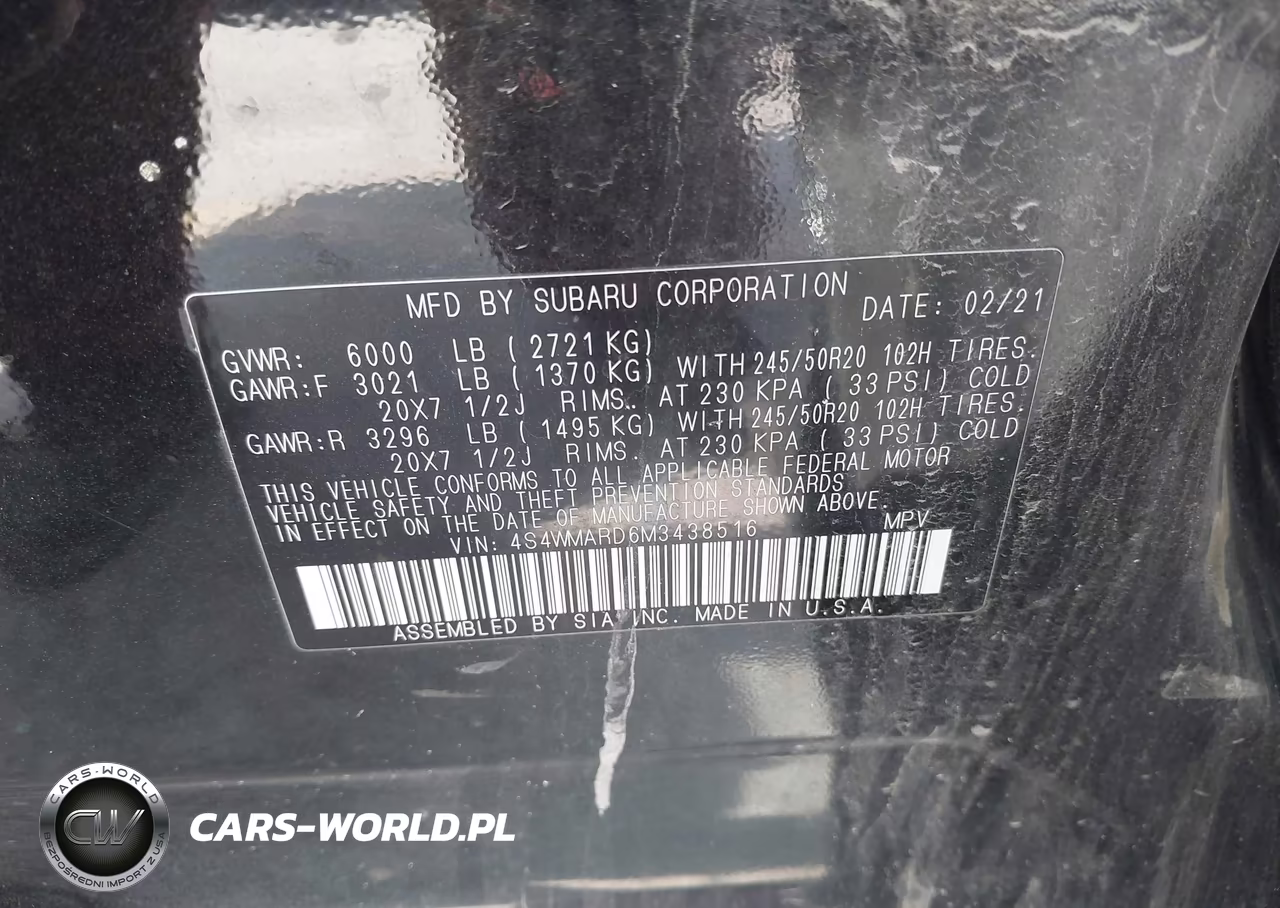 2021 Subaru Ascent Touring VIN:4S4WMARD6M3438516 - 9