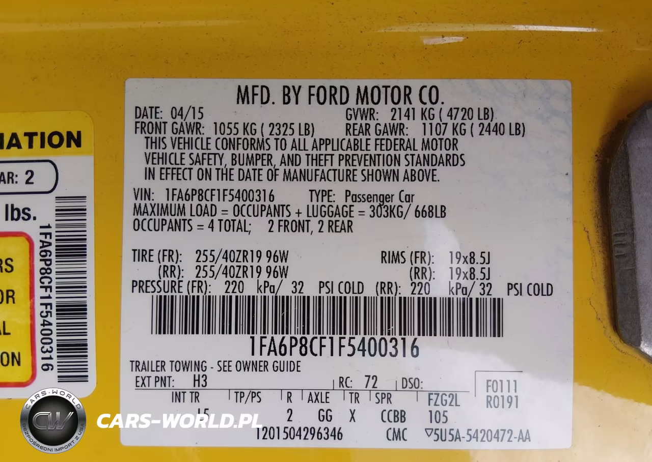 2015 Ford Mustang Gt Premium VIN:1FA6P8CF1F5400316 - 9