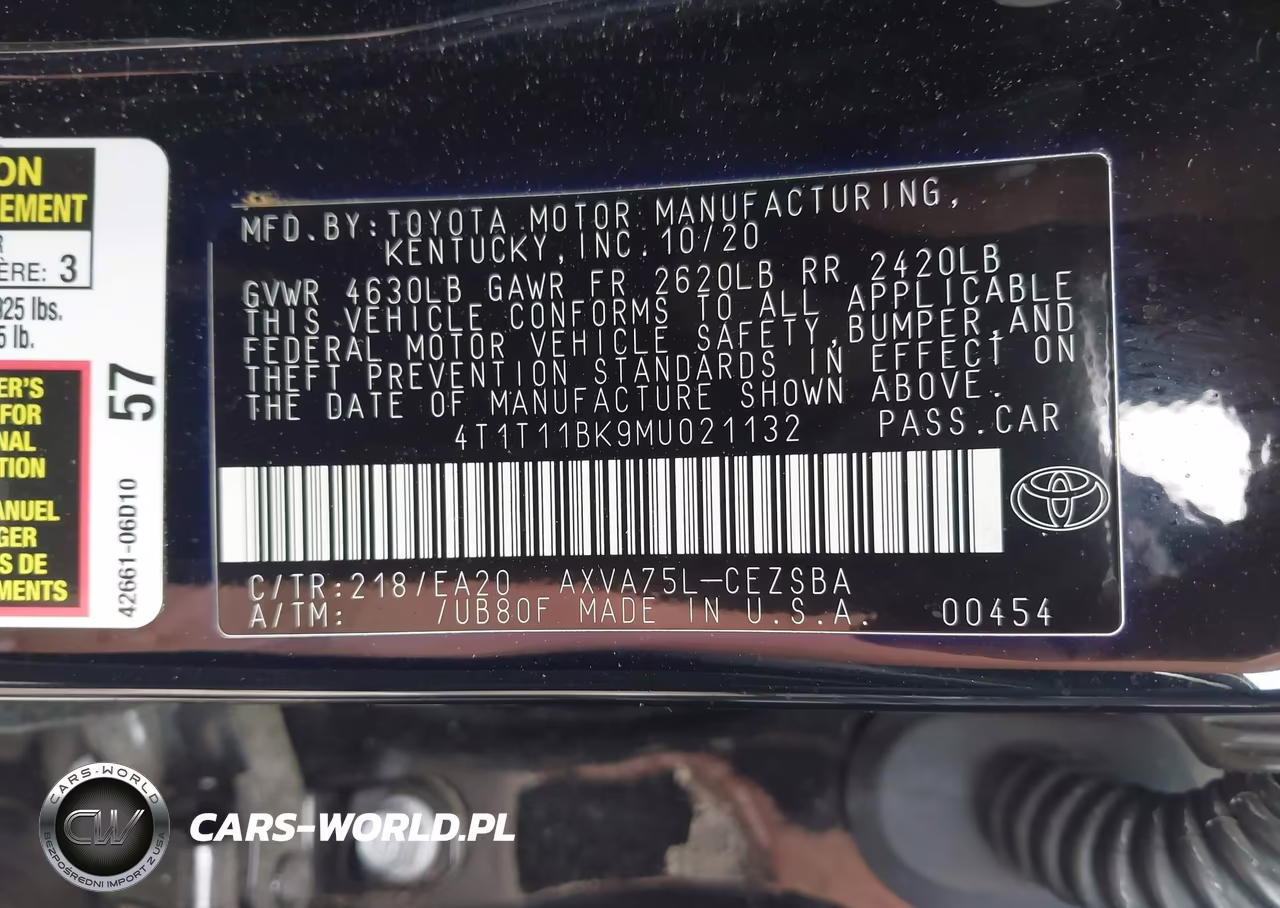 2021 Toyota Camry Se Awd VIN:4T1T11BK9MU021132 - 9