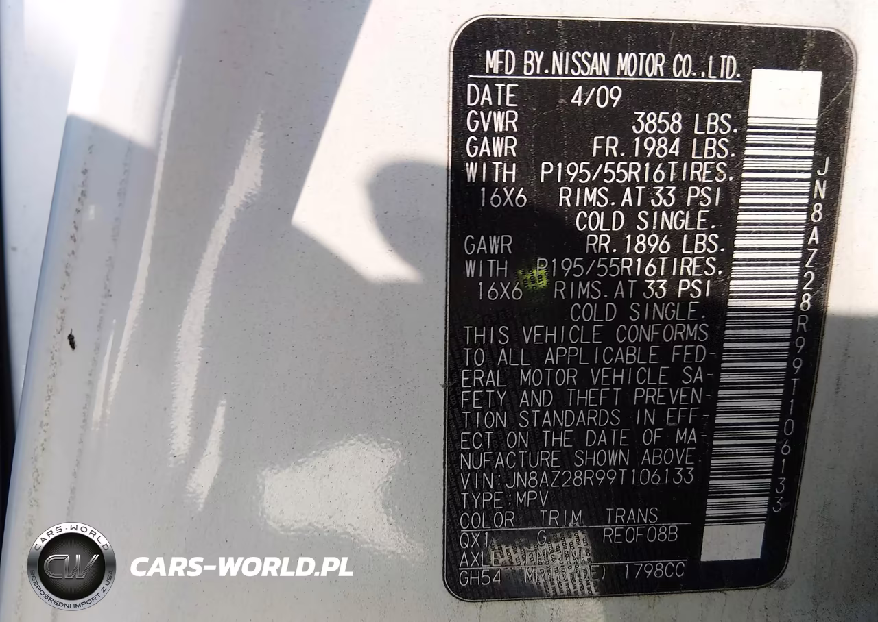 2009 Nissan Cube 1.8 Krom VIN:JN8AZ28R99T106133 - 9