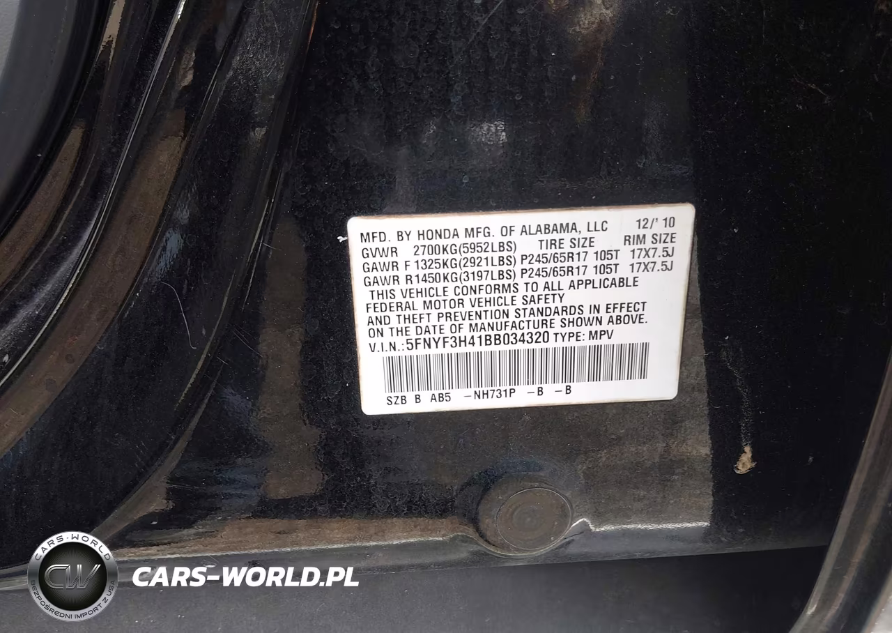 2011 Honda Pilot Ex VIN:5FNYF3H41BB034320 - 9