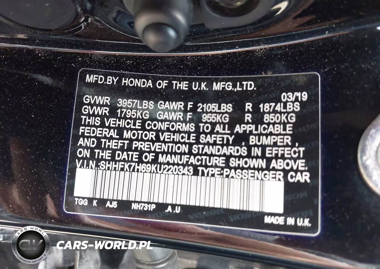 2019 Honda Civic Ex VIN:SHHFK7H69KU220343 - 9