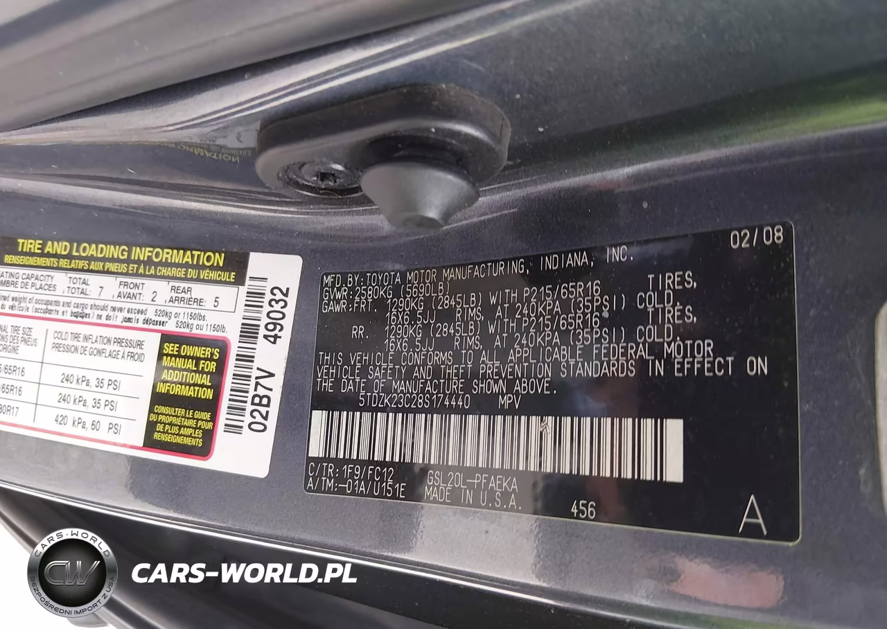 2008 Toyota Sienna Le VIN:5TDZK23C28S174440 - 9