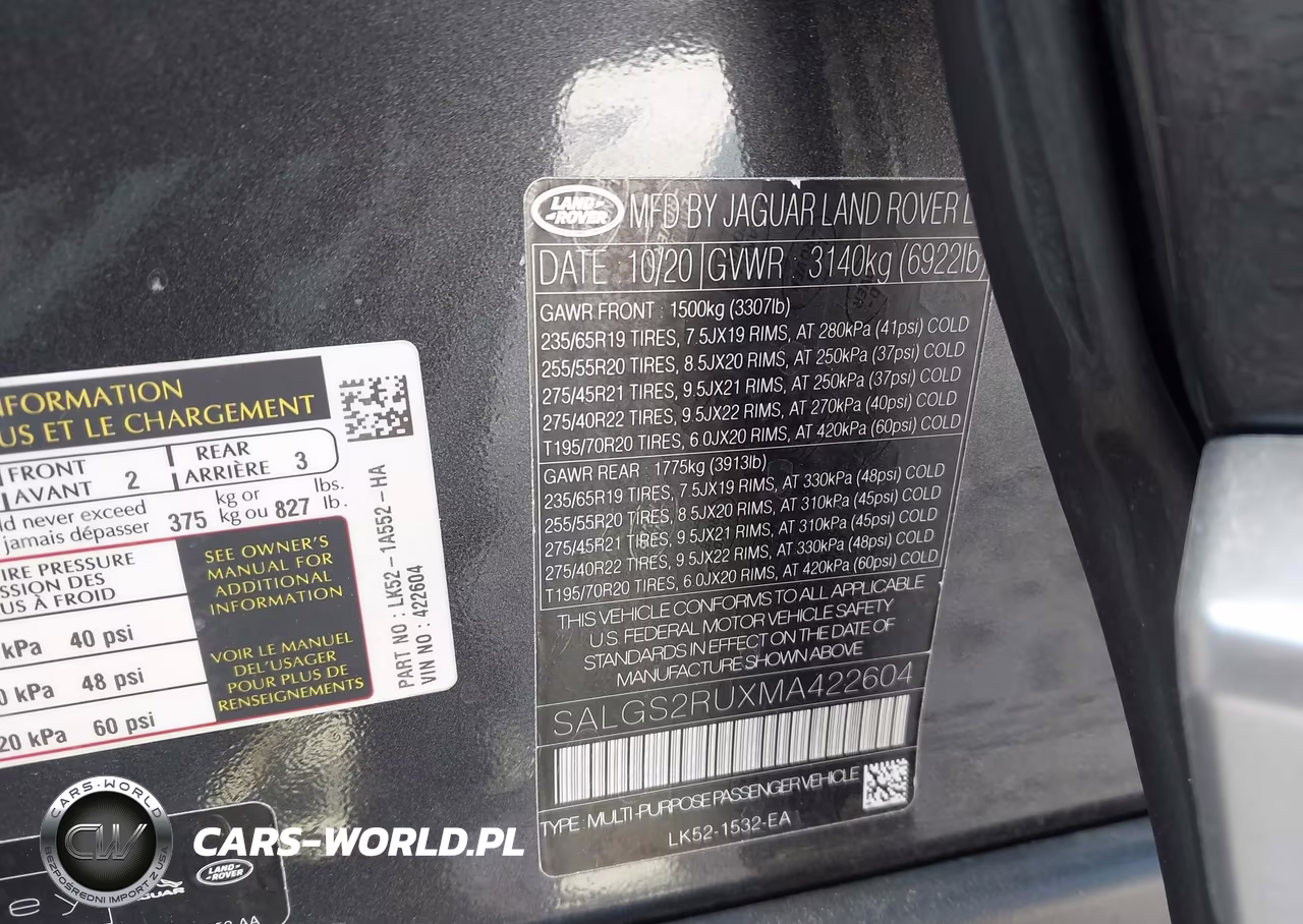 2021 Land Rover Range Rover Westminster VIN:SALGS2RUXMA422604 - 9