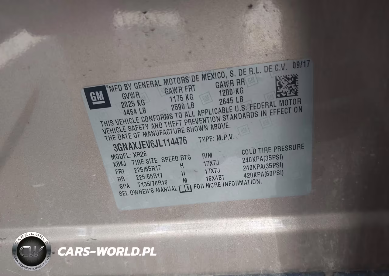 2018 Chevrolet Equinox Lt VIN:3GNAXJEV6JL114476 - 9
