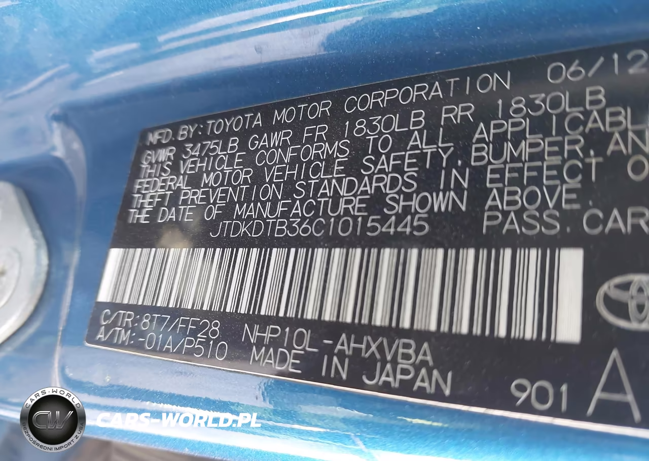 2012 Toyota Prius C Two VIN:JTDKDTB36C1015445 - 9