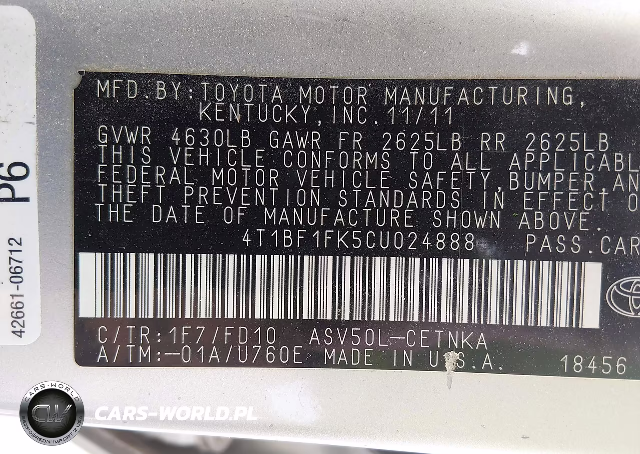2012 Toyota Camry Le VIN:4T1BF1FK5CU024888 - 9