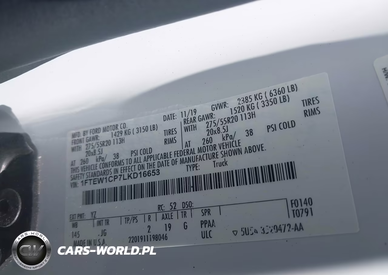2020 Ford F-150 Xl VIN:1FTEW1CP7LKD16653 - 9