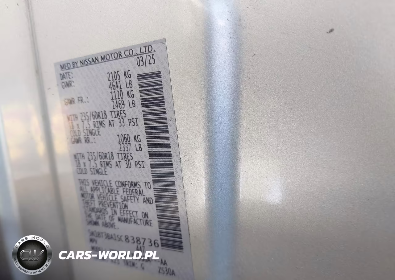 2025 Nissan Rogue Sv Fwd VIN:5N1BT3BA1SC838736 - 9