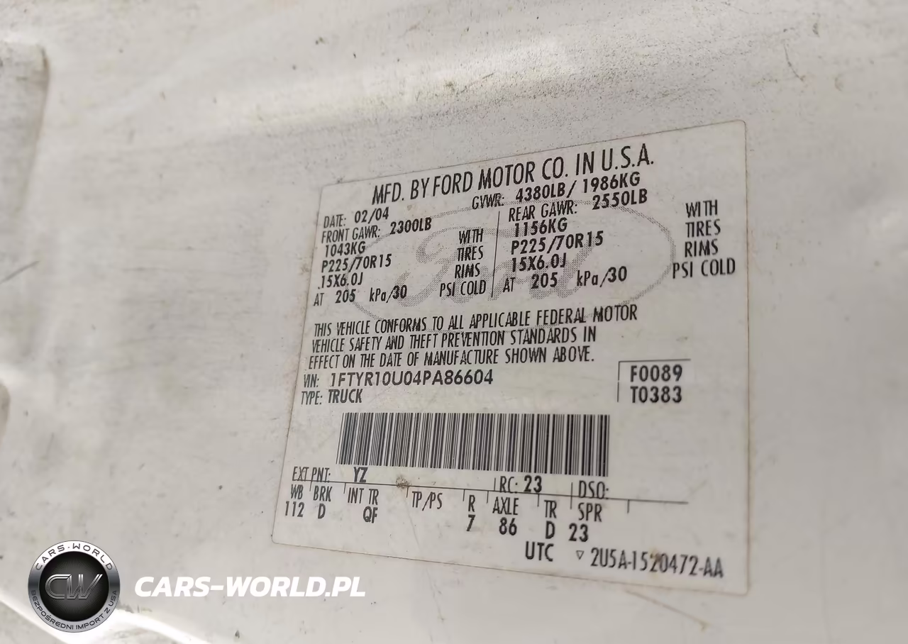 2004 Ford Ranger Edge-Xl-Xlt VIN:1FTYR10U04PA86604 - 9