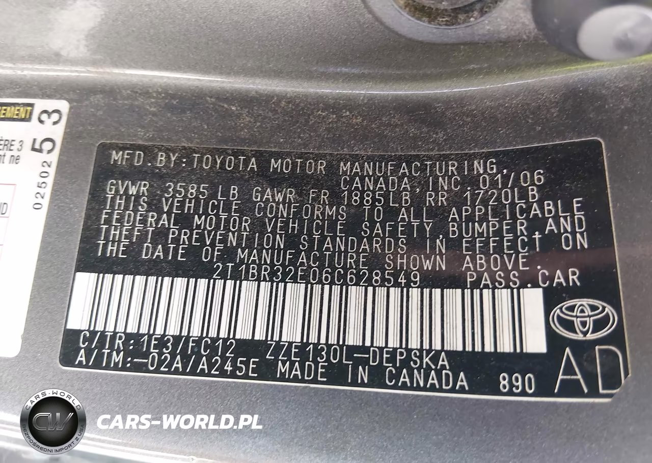 2006 Toyota Corolla S VIN:2T1BR32E06C628549 - 9