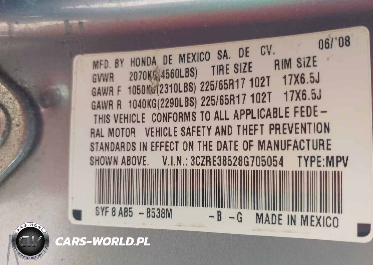 2008 Honda Cr-V Ex VIN:3CZRE38528G705054 - 9