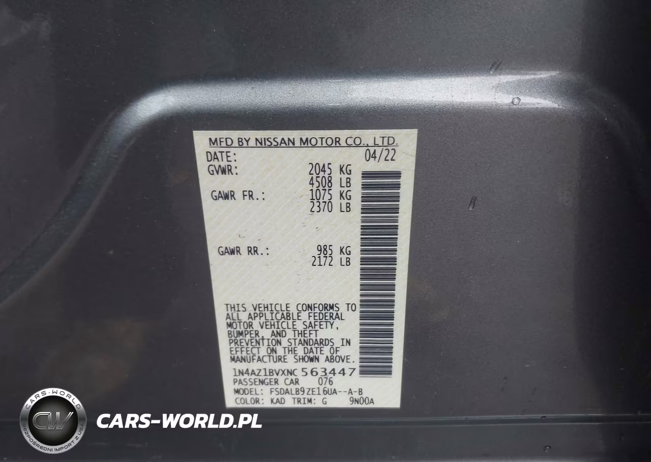 2022 Nissan Leaf S 40 Kwh VIN:1N4AZ1BVXNC563447 - 9
