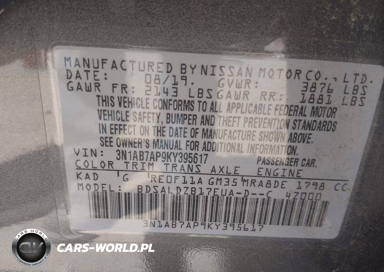 2019 Nissan Sentra Sv VIN:3N1AB7AP9KY395617 - 9
