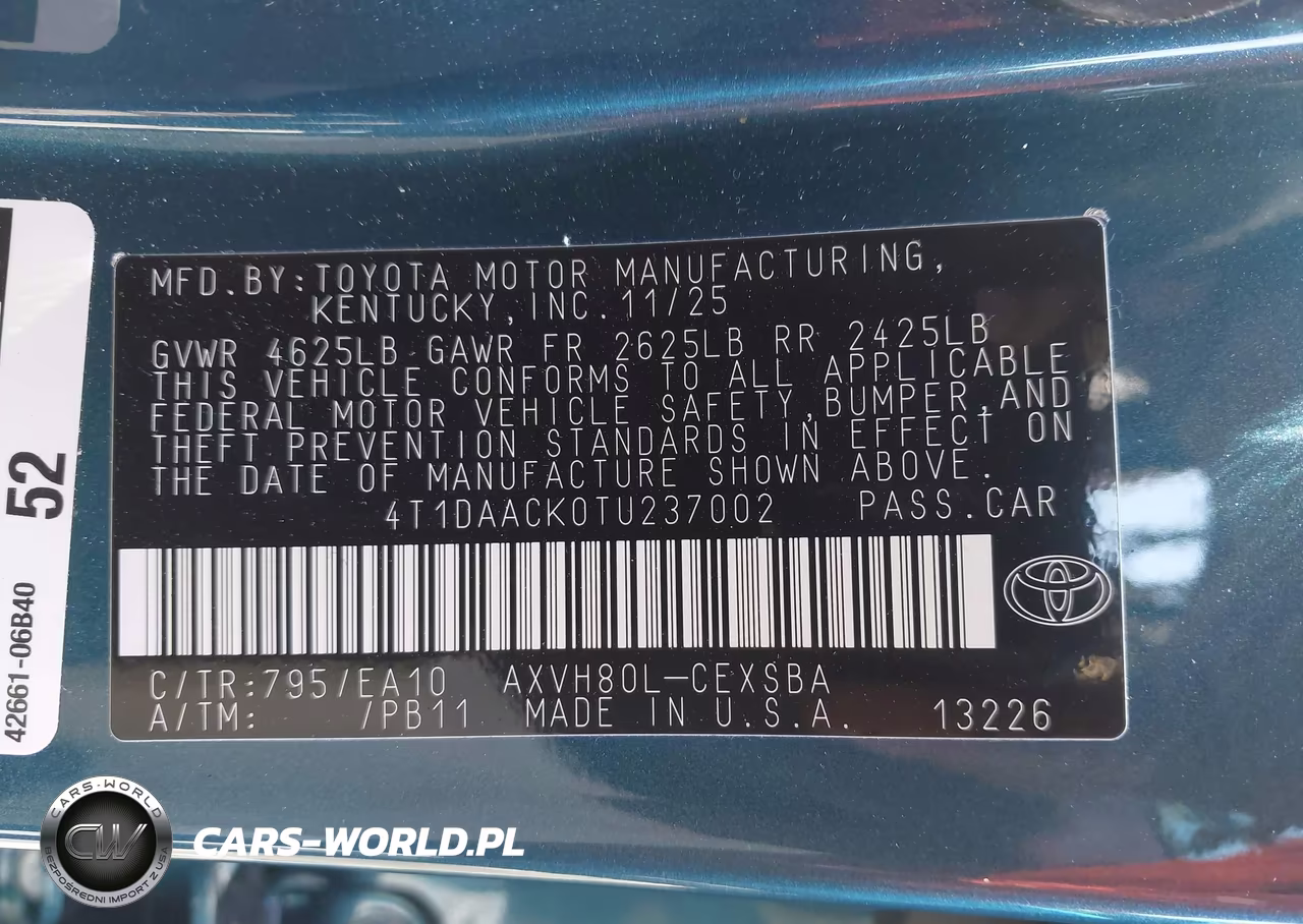 2026 Toyota Camry Se VIN:4T1DAACK0TU237002 - 9