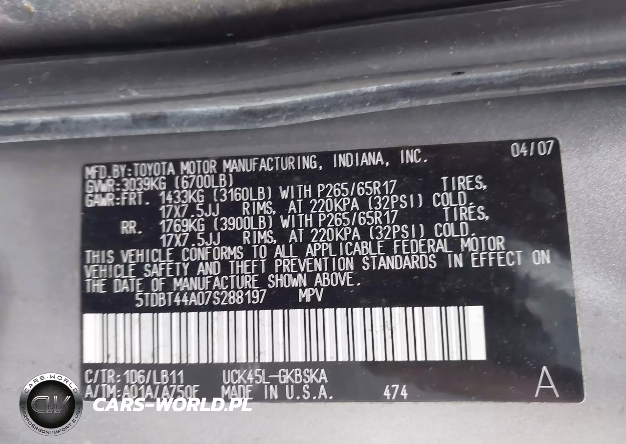 2007 Toyota Sequoia Sr5 V8 VIN:5TDBT44A07S288197 - 9