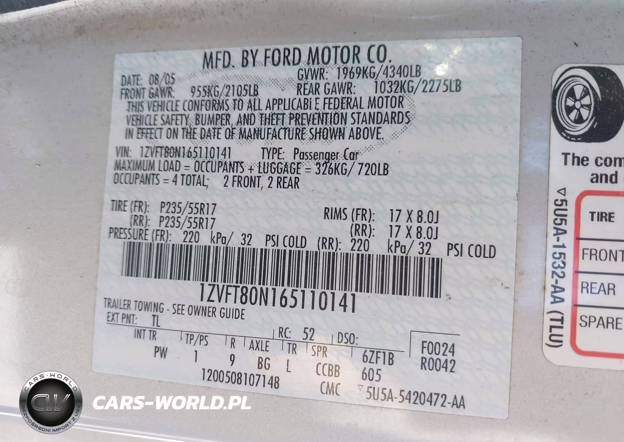 2006 Ford Mustang V6 VIN:1ZVFT80N165110141 - 9