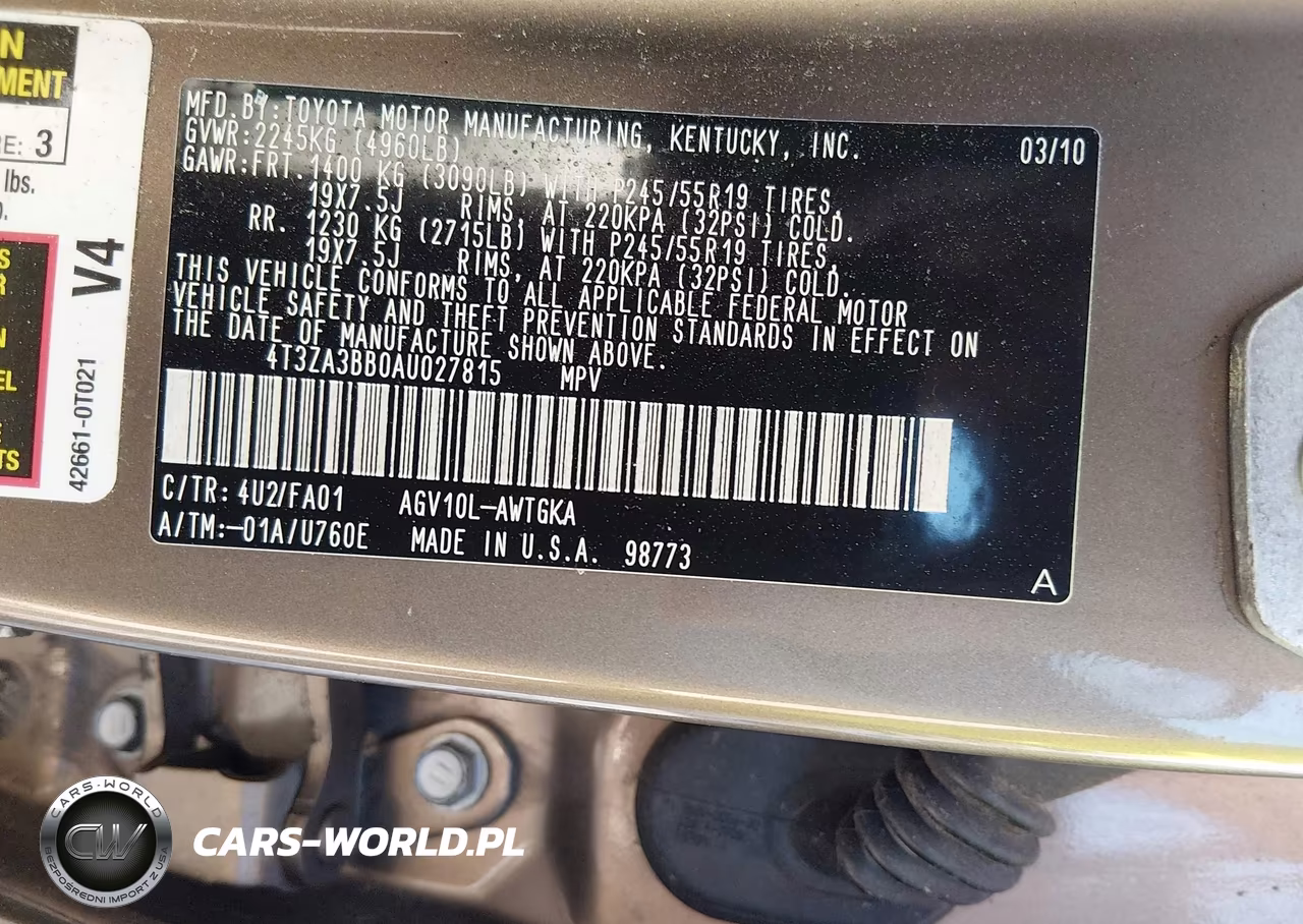 2010 Toyota Venza VIN:4T3ZA3BB0AU027815 - 9