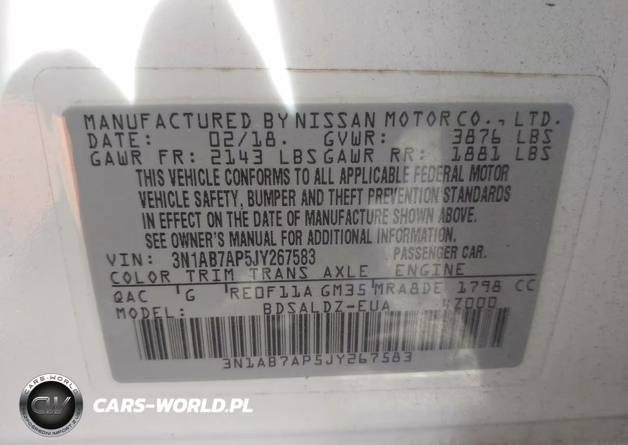 2018 Nissan Sentra Sv VIN:3N1AB7AP5JY267583 - 9