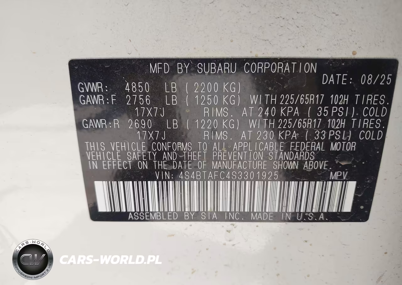 2025 Subaru Outback Premium VIN:4S4BTAFC4S3301925 - 9