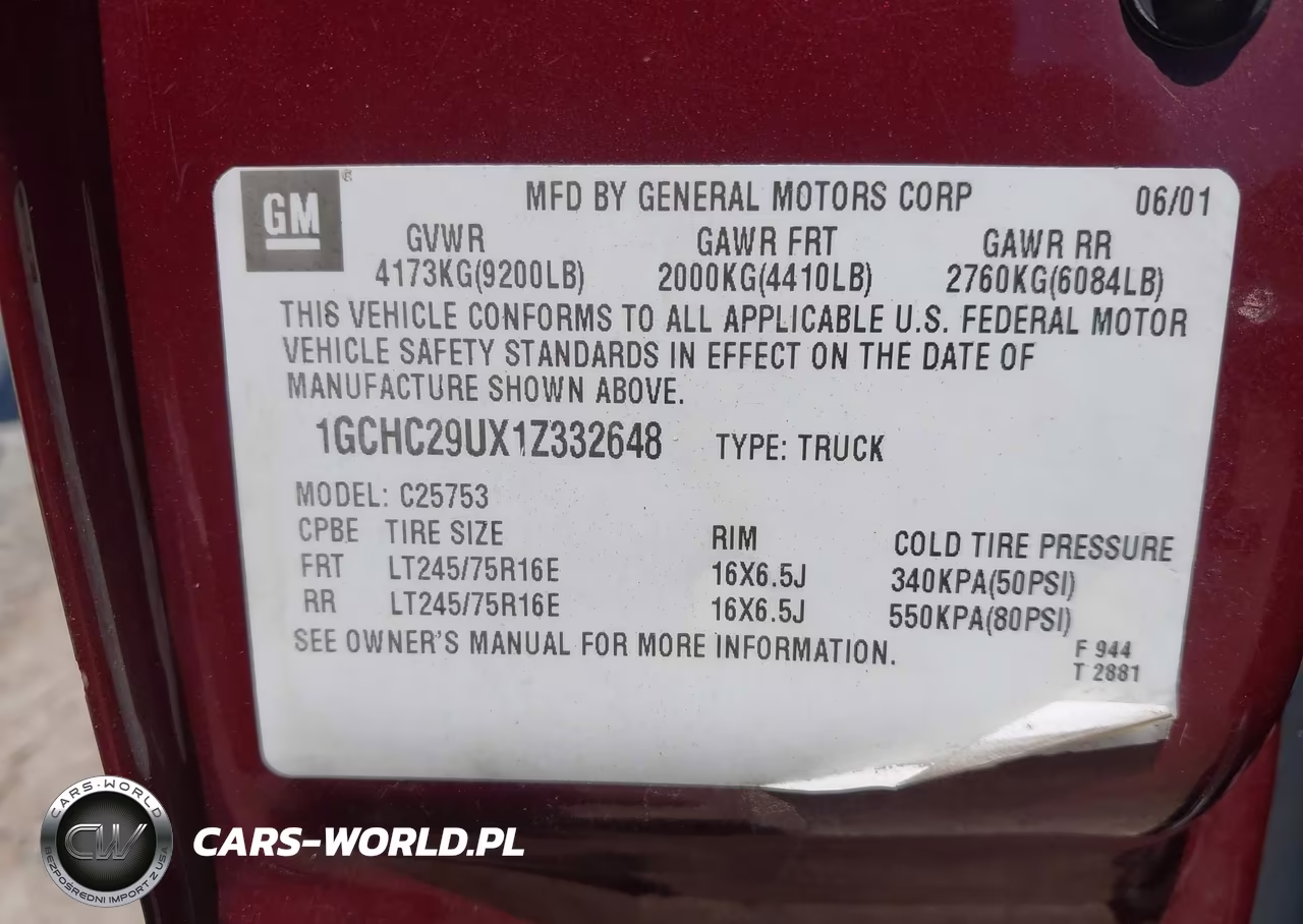 2001 Chevrolet Silverado 2500Hd Ls VIN:1GCHC29UX1Z332648 - 9