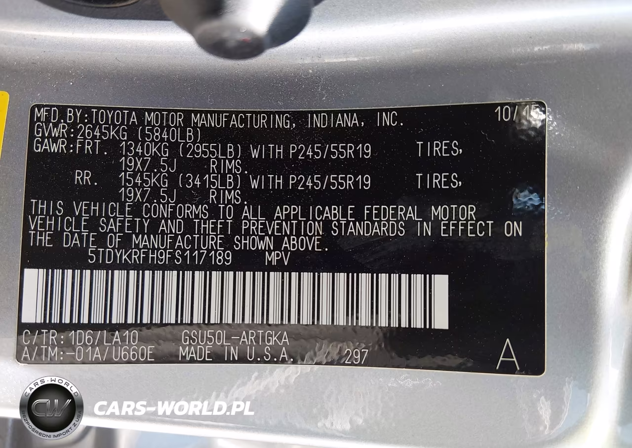 2015 Toyota Highlander Limited V6 VIN:5TDYKRFH9FS117189 - 9