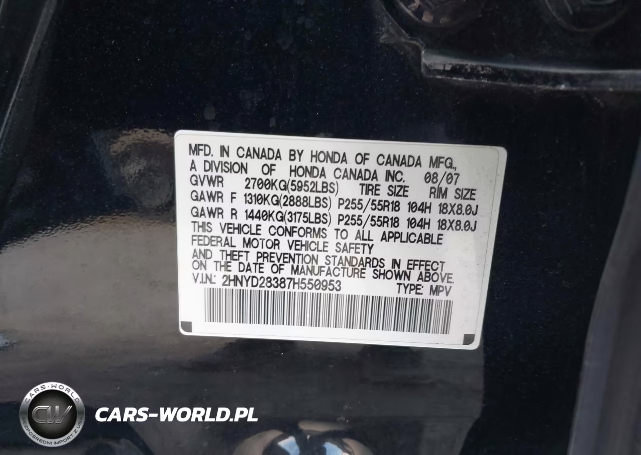 2007 Acura Mdx Technology Package VIN:2HNYD28387H550953 - 9