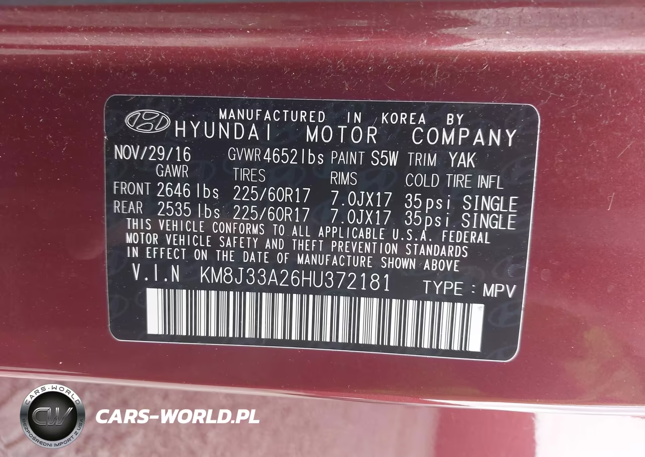 2017 Hyundai Tucson Eco VIN:KM8J33A26HU372181 - 9
