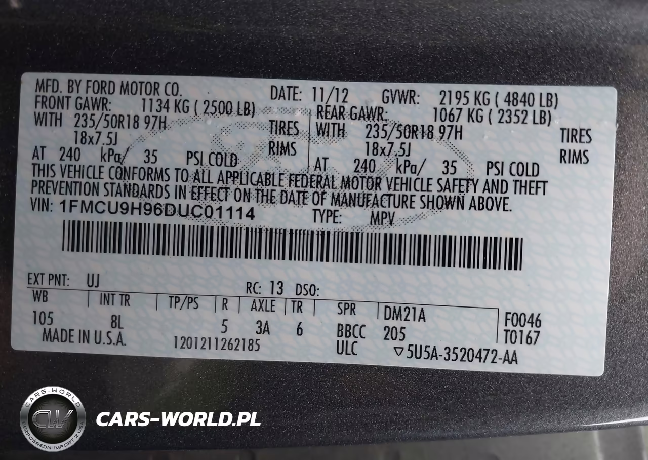 2013 Ford Escape Sel VIN:1FMCU9H96DUC01114 - 9