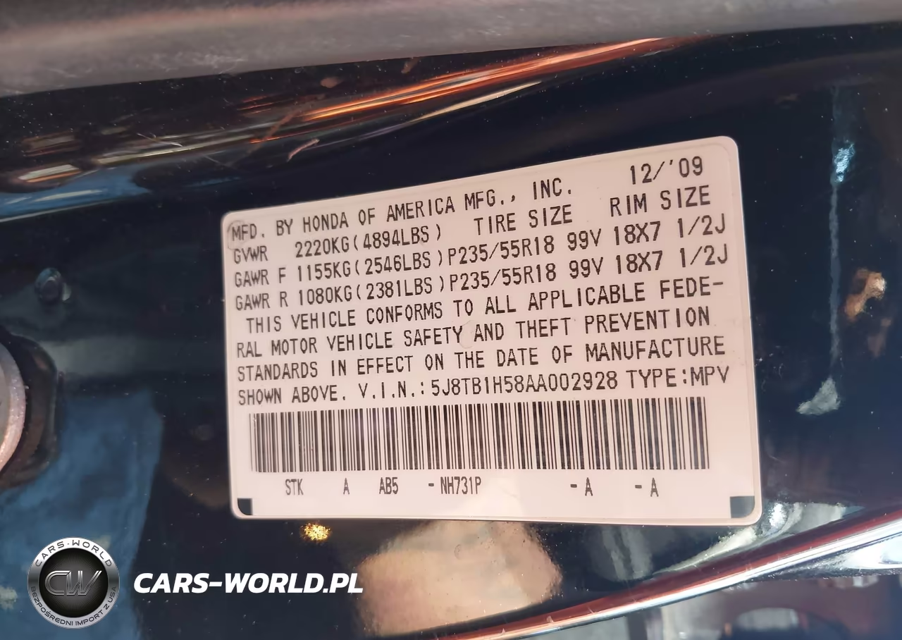 2010 Acura Rdx VIN:5J8TB1H58AA002928 - 9
